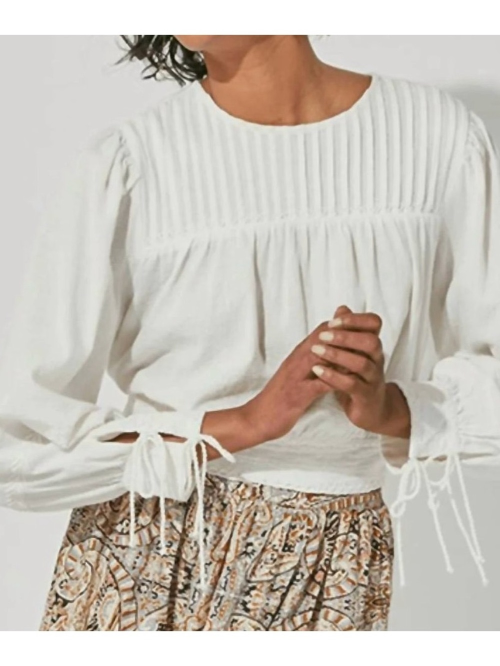Cleobella Zuri Blouse Ivory Organic Cotton Embroidered